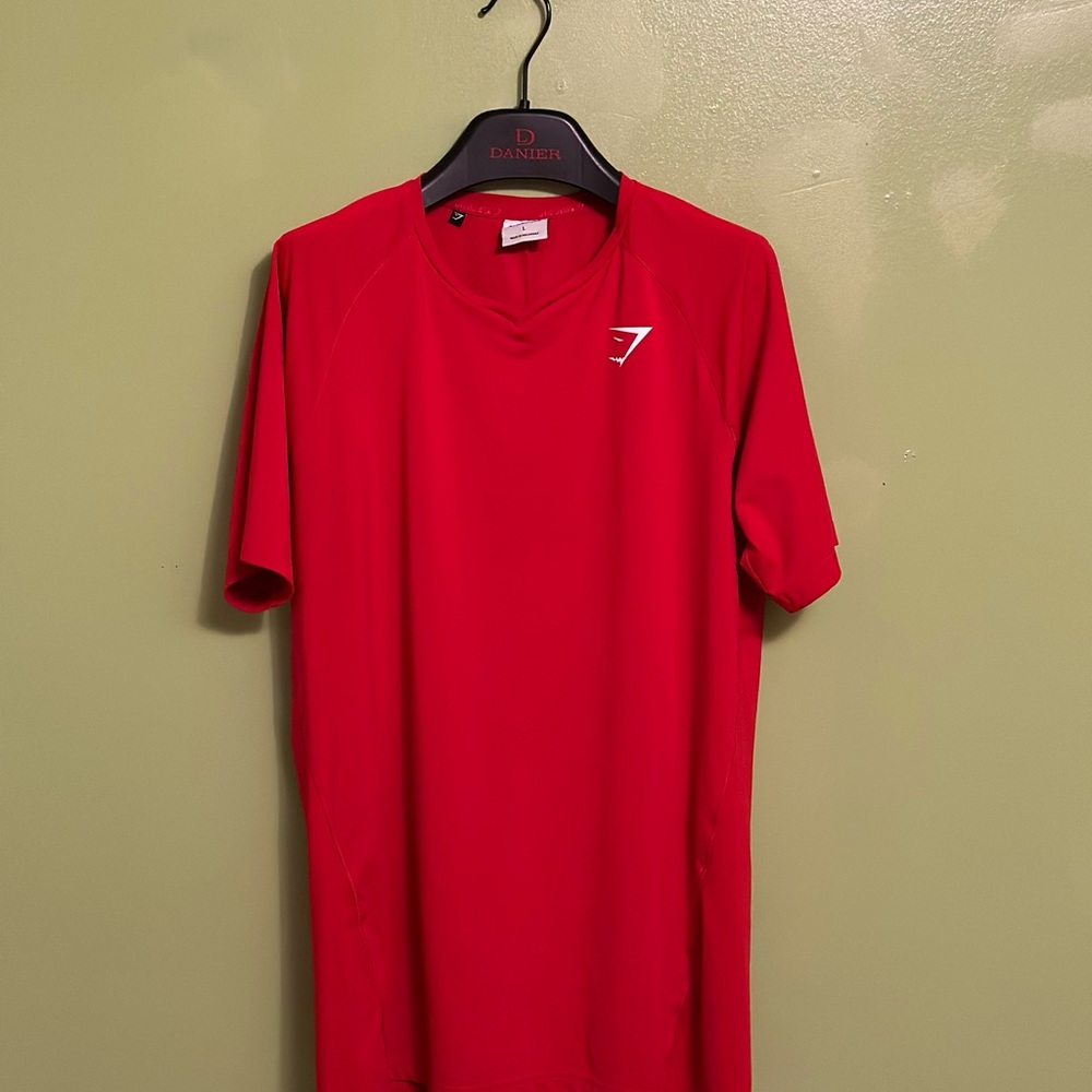 Gymshark Large Red Compression Short Sleeve Base Layer Activewear